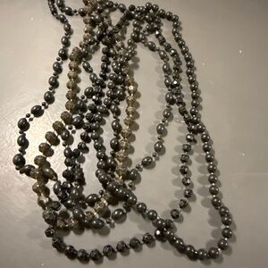 Mardi Gras Vintage Plastic Beaded Black Necklaces. Lot of 5- Women Jewelry